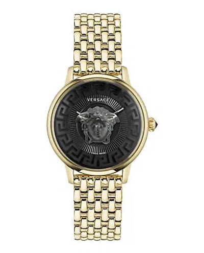 Pre-owned Versace Womens Medusa Alchemy Ip Yellow Gold 38mm Bracelet Fashion Watch