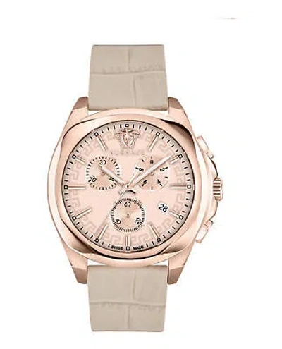 Pre-owned Versace Womens Medusa Chrono Rosegold 40mm Strap Fashion Watch