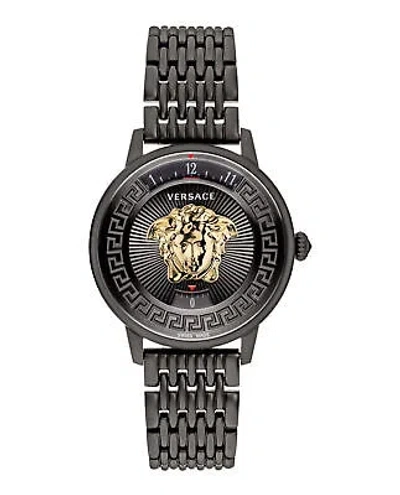 Pre-owned Versace Womens Medusa Icon Ip Black 38mm Bracelet Fashion Watch