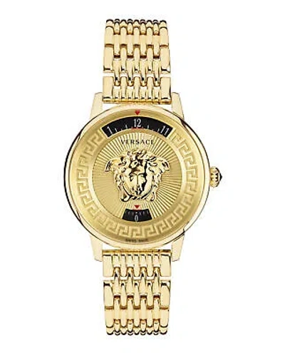 Pre-owned Versace Womens Medusa Icon Ip Yellow Gold 38mm Bracelet Fashion Watch