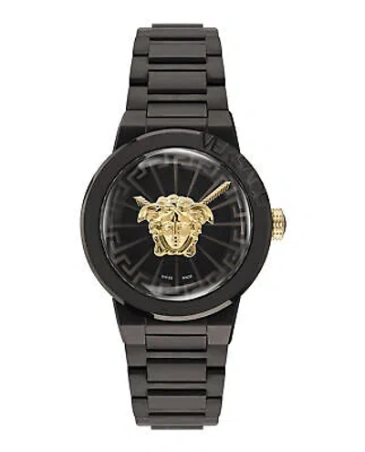 Pre-owned Versace Womens Medusa Infinite Ip Black 38mm Bracelet Fashion Watch