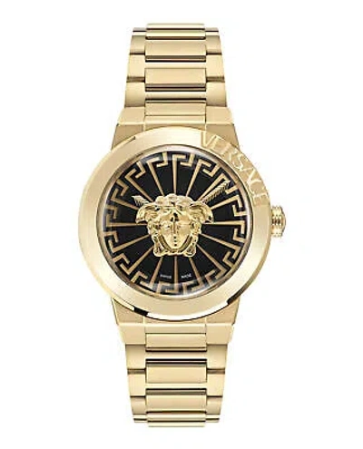 Pre-owned Versace Womens Medusa Infinite Ip Yellow Gold 38mm Bracelet Fashion Watch