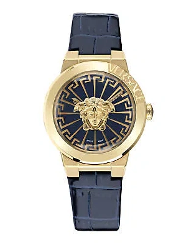 Pre-owned Versace Womens Medusa Infinite Ip Yellow Gold 38mm Strap Fashion Watch