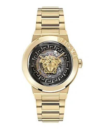 Pre-owned Versace Womens Medusa Infinite Ip Yellow Gold 40mm Bracelet Fashion Watch