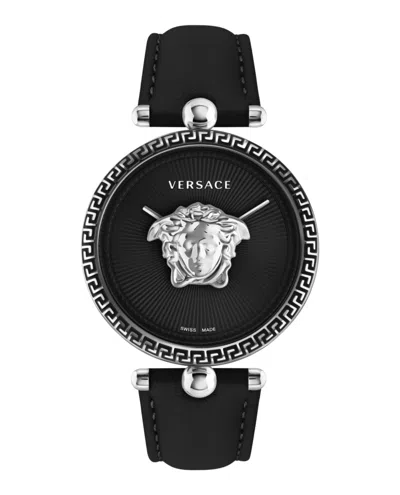 Pre-owned Versace Womens Palazzo Empire 39mm Strap Fashion Watch In Silver