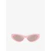 Versace Bright Greca Embellished Cat-eye Sunglasses In Pink