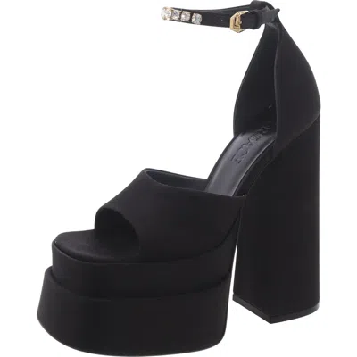 Versace Womens Satin Adjustable Block Heel In Black