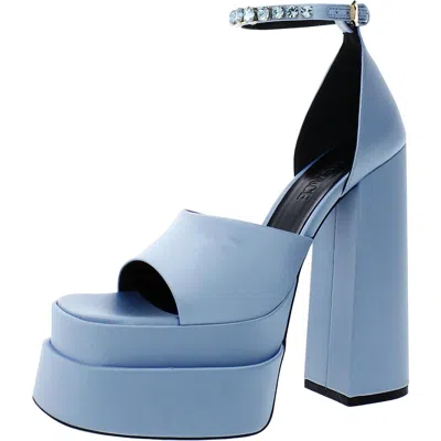 Versace Womens Satin Ankle Strap Heels In Multi