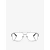 Versace Womens Silver 0ve1302 Rectangle Clear Metal Glasses