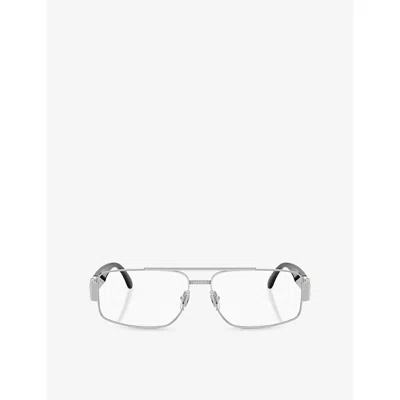 Versace Womens Silver Ve1317 Rectangle-frame Metal Sunglasses In Black