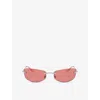 Versace Womens Silver Ve2279 Rectangular-frame Metal Sunglasses In Silver