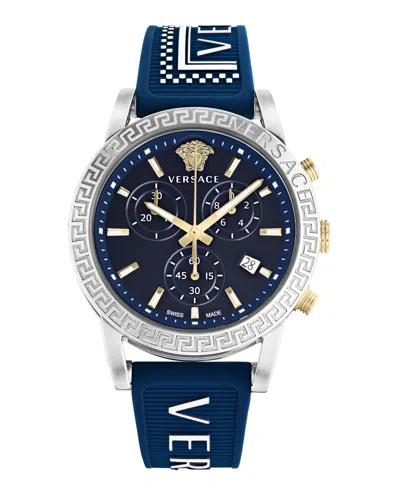 Pre-owned Versace Womens Sport Tech Stainless Steel 40mm Strap Fashion Watch In Blue