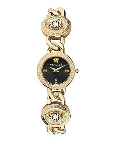 Pre-owned Versace Womens Stud Icon Ip Yellow Gold 26mm Bracelet Fashion Watch