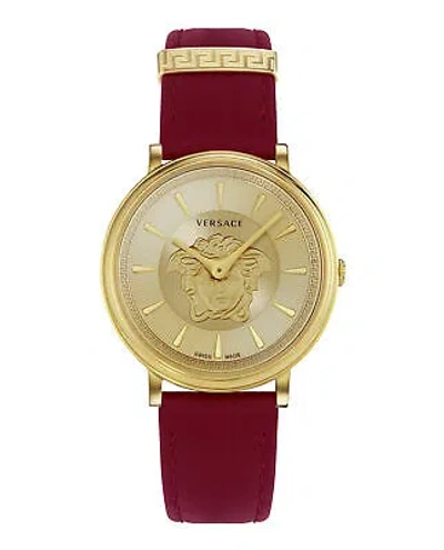 Pre-owned Versace Womens V-circle Gold 38mm Strap Fashion Watch