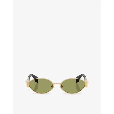 Versace Womens Ve2301 Oval-frame Metal Sunglasses Gold
