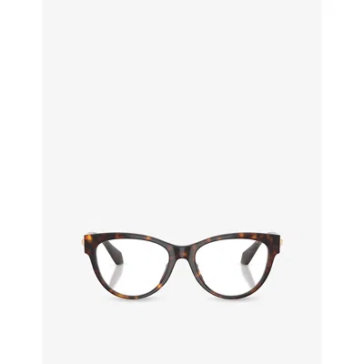 Versace Womens Ve3402u Oval-frame Acetate Optical Glasses Brown