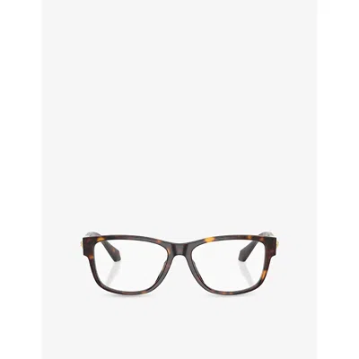 Versace Womens Ve3403u Rectangle-frame Acetate Optical Glasses Brown In Black