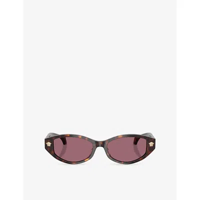 Versace Womens Ve4512d Cat Eye-frame Acetate Sunglasses Brown In Pink