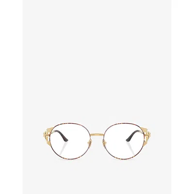 Versace Womens Gold Ve1320 Round-frame Metal Optical Glasses In Multi