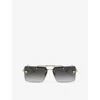 Versace Womens Ve2245 Rectangular-frame Metal Sunglasses Gold In Gold