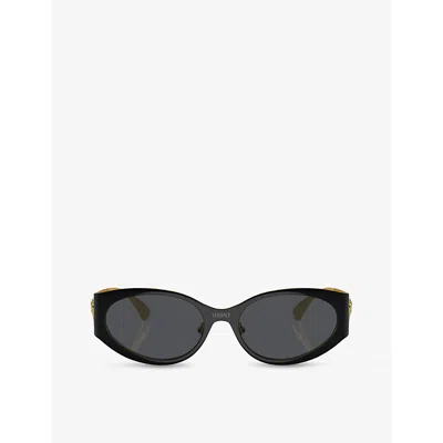 Versace Womens  Ve2263 Oval-frame Acetate Sunglasses In Black