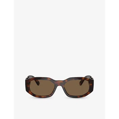 Versace Womens Brown Ve4361 Rectangle-frame Tortoiseshell Acetate Sunglasses