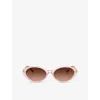 Versace Womens Pink Ve4469 Oval-frame Acetate And Metal Sunglasses