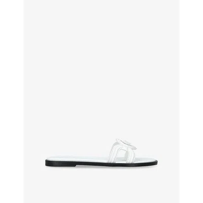 VERSACE WOMENS VERSACE MEDUSA-STRAP LEATHER SLIDES
