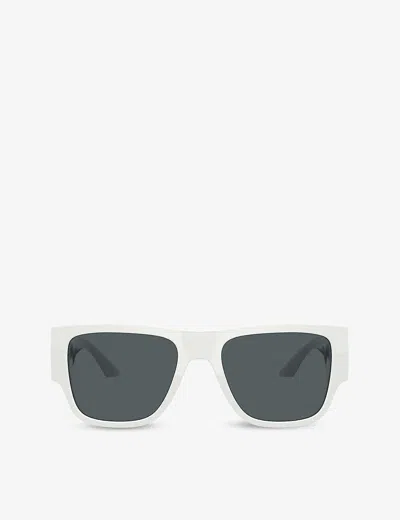 Versace Ve4403 57 Round-frame Acetate Sunglasses In White