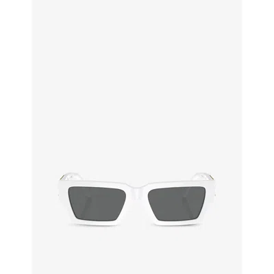 Versace Womens White Ve4459 Rectangular-frame Acetate Sunglasses
