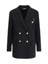 Versace Wool And Cachemire Double-breasted Coat In Blue