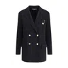 Versace Wool And Cachemire Double-breasted Coat In Blue