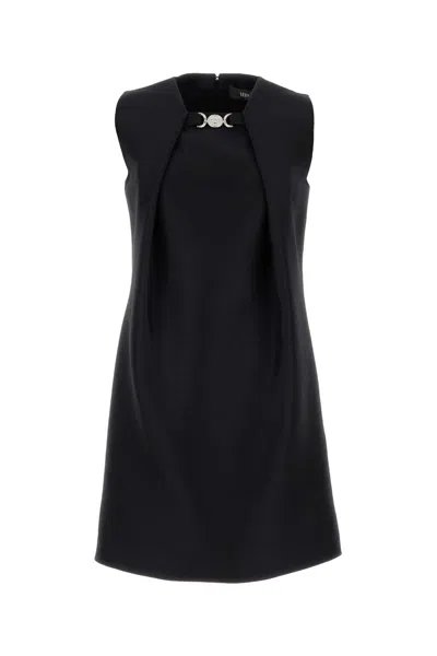 Versace Wool And Silk A-line Dress In Black