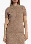 Versace Wool And Silk-blend Knit Polo T-shirt In Brown