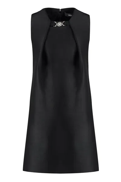 Versace Wool And Silk Mini Dress In Black
