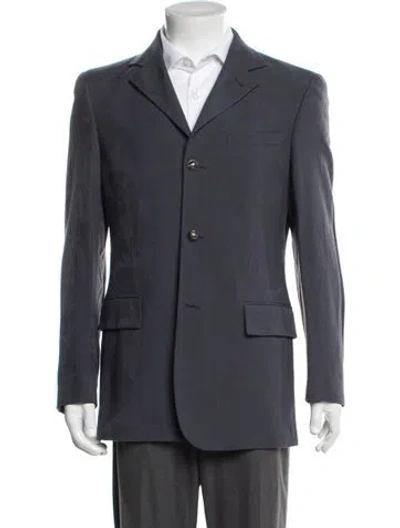 Pre-owned Versace Wool Blazer In Blue