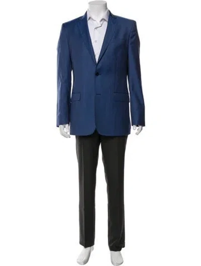 Pre-owned Versace Wool Blazer In Blue