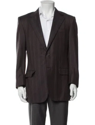 Pre-owned Versace Wool Blazer In Burgundy