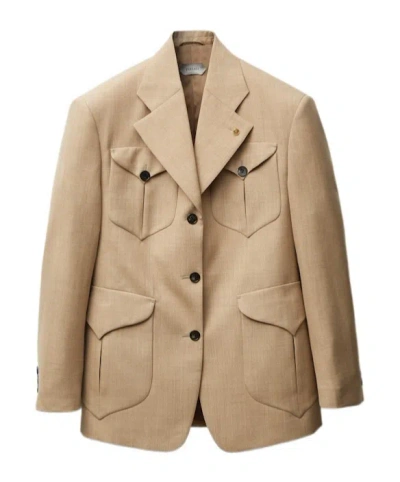 Versace Wool Blazer In Nude