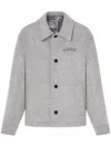 Versace Wool Fabric Jacket Embroidered In Grey