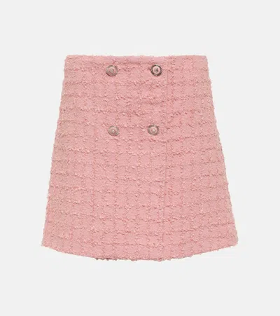 Versace Tweed High-waist Skirt In Pink White