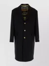 Versace Wool Blend Coat Featuring Back Vent In Black