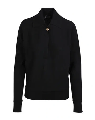 Versace Wool Blend Collared Sweater In Black
