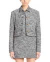 Versace Wool Boucle Jacket Contrast Buttons Cropped In Gray