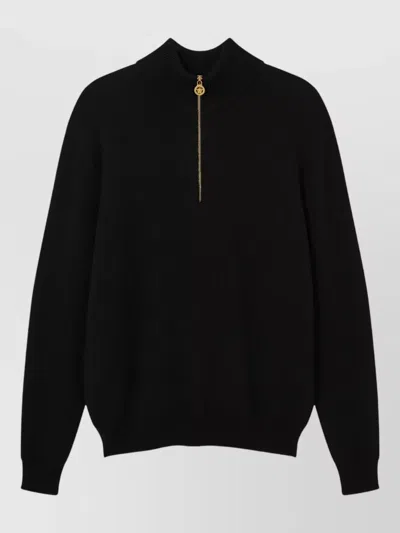 Versace Wool Blend Half Zip High Neck Sweater In Multi