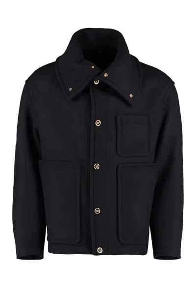 Versace Wool Blend Jacket In Black