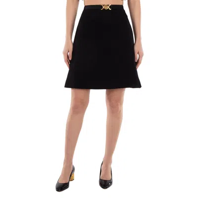 Versace Wool-blend Medusa 95 A-line Skirt In Black