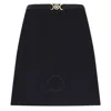 Versace Belted Grain De Poudre Wool Mini Skirt In Black