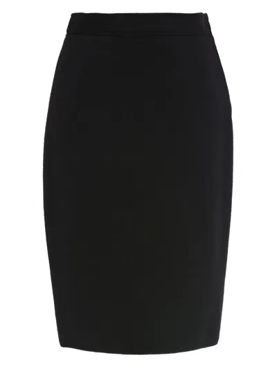Pre-owned Versace Wool-blend Pencil Skirt In Black