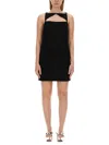 Versace Wool Blend Straight Mini Dress With Cut-out In Black